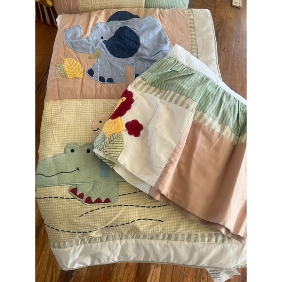 Vtg Tiddlewinks Safari Friends 5 Pc Crib Set Giraffe Lion Monkey Gator Elephant - Picture 5 of 8